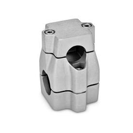 GN 135 Abrazaderas para conectores de dos vías, de aluminio, montaje multipiezas, dimensiones desiguales de los orificios Acabado: BL - Acabado liso, Acabado granallado mate