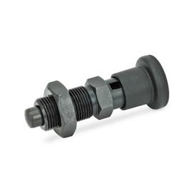 GN 817 Steel Indexing Plungers, Lock-Out and Non Lock-Out, with Multiple Pin Lengths Type: CK - Lock-out, with lock nut