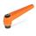 GN 101 Manijas ajustables de zinc fundido a presión, tipo roscado, con componentes de acero Color: OS - Naranja, RAL 2004, acabado texturizado