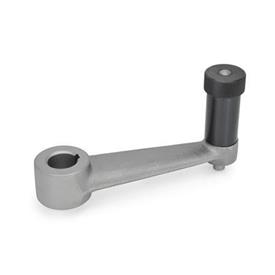 GN 558 Cast Iron Indexing Crank Handles, with Knurled Handle, with Plain Through Bore or Through Bore with Keyway Bore code: K - With keyway