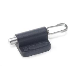 GN 417 Mécanismes de verrouillage de doigt d'indexage en zinc moulé sous pression, de type non verrouillable, avec anneau de traction / boucle de fil Type: D - Avec boucle de fil