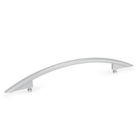 GN 665 Aluminum Arched Pull Handles, with Tapped Holes Finish: SR - Silver, RAL 9006, textured finish