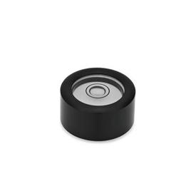 GN 2279 Niveles de burbuja de ojo de bueyde aluminio, para montaje en superficie Material / acabado: ALS - Anodizado, negro