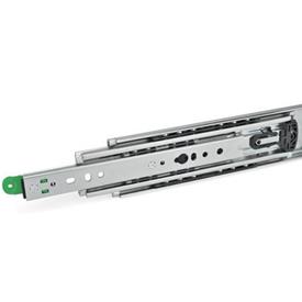 GN 1440 Steel Telescopic Slides, with Full Extension, Load Capacity up to 731 lbf Type: Q - With rubber stop, latch in extended and retracted position