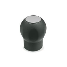 EN 675.1 Technopolymer Plastic Ball Handles, with Brass Tapped Insert, with Removable Cover Cap, Ergostyle®, Softline Color of the cap: DGR - Gray, RAL 7035, matte finish
