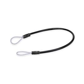 GN 111.2 Stainless Steel AISI 304 Retaining Cables, with Mounting Tabs or Loops Type: D - With 2 loops<br />Color: SW - Black