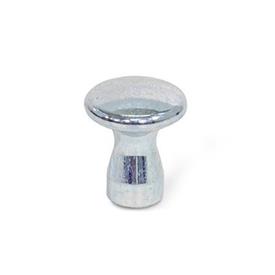GN 75 Steel Mushroom Shaped Knobs, Zinc Plated, with Tapped Hole or Threaded Stud Type: D - With tapped hole<br />Finish: ZB - Zinc plated, blue passivated finish