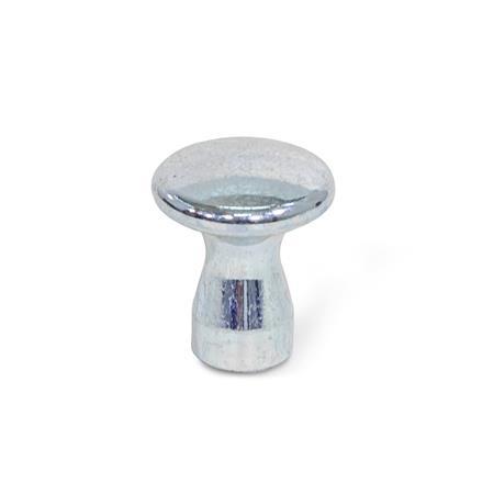 GN 75 Steel Mushroom Shaped Knobs, Zinc Plated, with Tapped Hole or Threaded Stud Type: D - With tapped hole
Finish: ZB - Zinc plated, blue passivated finish