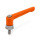 GN 300.7 Manijas ajustables de zinc fundido a presión, tipo espárrago roscado, con componentes de acero inoxidable, con fuerza de sujeción aumentada Color / Acabado: OS - Naranja, RAL 2004, acabado texturizado