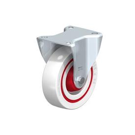 B-POW Steel Noise Absorbing Fixed Casters, with Medium Duty Brackets   Type: K-FK - Ball bearing with thread guard
