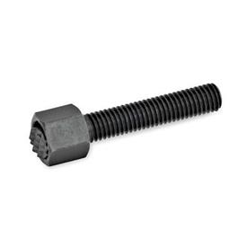 GN 709.6 Almohadillas de sujeción de acero, ajustables Tipo: R - Bola de acero, cara de contacto dentada