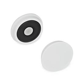 GN 53.1 Aimants de retenue en plastique, en forme de disque Couleur: WS - Blanc, RAL 9003