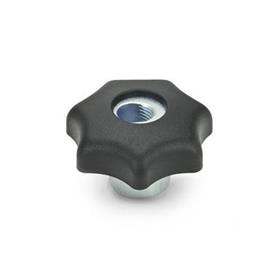 GN 6336.3 Technopolymer Plastic Quick Release Star Knobs, with Steel Hub 