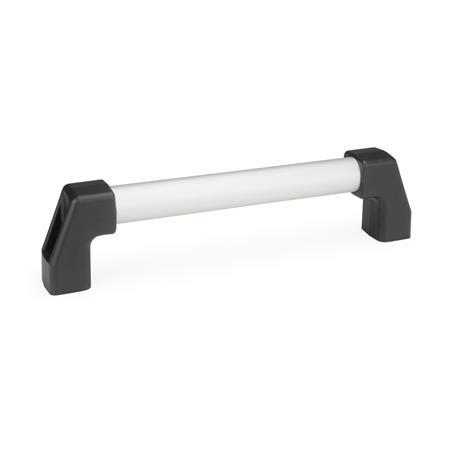 GN 667.2 Aluminum or Stainless Steel Tubular Grip Handles, End Pieces Plastic, Mounting from the Back Finish: EL - Anodized finish, natural color