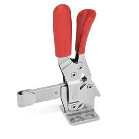 GN 810.3 Stainless Steel Vertical Acting Toggle Clamps, with Safety Hook, with Horizontal Mounting Base Material: NI - Stainless steel<br />Type: EL - Solid bar version, with weldable clasp