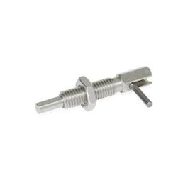 GN 7017 Stainless Steel Indexing Plungers, Lock-Out and Non Lock-Out, with L-Handle Type: CK - Lock-out, with lock nut<br />Material: NI - Stainless steel