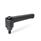 WN 302 Plastic Straight Adjustable Levers, Threaded Stud Type, with Blackened Steel Components Color: SW - Black, RAL 9005, textured finish