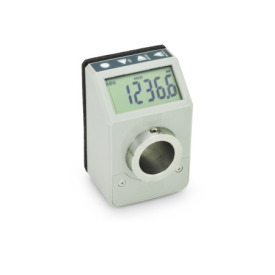 EN 9053 Plastic Digital Position Indicators, Electronic, 6 Digits LCD Display Color: GR - Gray, RAL 7035, shiny finish