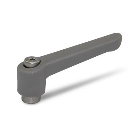 WN 300.1 Manettes indexables en plastique nylon, de type alésage taraudé ou borgne, avec composants en acier Couleur: GS - Gris, RAL 7035, finition texturée