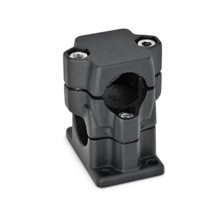 GN 141 Aluminum Flanged Two-Way Connector Clamps, Multi-Part Assembly Finish: SW - Black, RAL 9005, textured finish