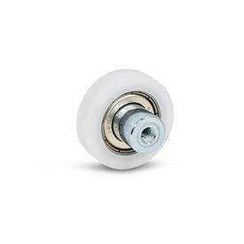 GN 753.1 Plastic Guide Rollers, with Ball Bearing Type: ZL - Cylindrical<br />Identification no.: 3 - Stud with internal thread