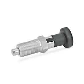 GN 617.1 Stainless Steel Indexing Plungers, with Plastic Knob, Lock-Out Material: NI - Stainless steel<br />Type: A - Without lock nut