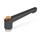 GN 303.1 Manettes indexables en zinc moulé sous pression, de type taraudé, avec composants en inox, avec bouton-poussoir Couleur du bouton poussoir: O - Orange, RAL 2004, finition texturée