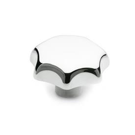 DIN 6336 Aluminum Star Knobs, with Tapped or Plain Bore Type: C - With plain blind bore, tol. H7<br />Finish: PL - Polished finish