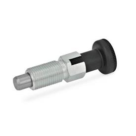 GN 717 Steel Indexing Plungers, Lock-Out and Non Lock-Out, with Knob Type: C - Lock-out, without lock nut