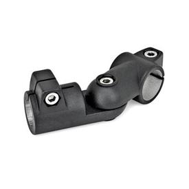 GN 288 Aluminum Swivel Clamp Connector Joints Type: T - Adjustment with 15° division (serration)<br />Finish: SW - Black, RAL 9005, textured finish