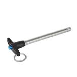 Aluminum Grip T-Handle Ball Lock Pins, with Stainless Steel Shank, with Loss Protection Ring