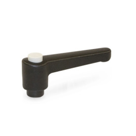 WN 304 Plastic Straight Adjustable Levers with Push Button, Tapped or Plain Bore Type, with Steel Components Lever color: SW - Black, RAL 9005, textured finish<br />Push button color: G - Gray, RAL 7035