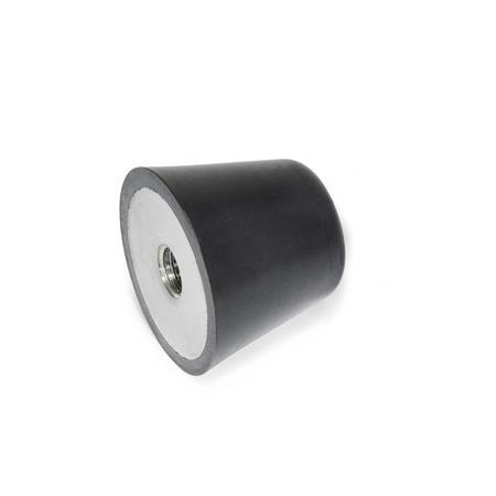 Vibration / Shock Absorption Mounts GN 254: Rubber, Conical Type, with Stainless Steel Components, NBR, with Tapped Hole