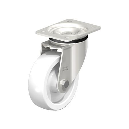  LKX-SPO Roulettes pivotantes en inox à roue en nylon pour usage intensif, avec support de platine, série de support à usage intensif Type: G - Palier lisse