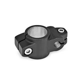 GN 133 Aluminum Two-Way Connector Clamps, Unequal Bore Dimensions Finish: SW - Black, RAL 9005, textured finish
