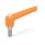 WN 303.1 Nylon Plastic Adjustable Levers with Push Button, Threaded Stud Type, with Stainless Steel Components Lever color: OS - Orange, RAL 2004, textured finish
Push button color: G - Gray, RAL 7035
