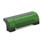 EN 630 Jaladeras en «U» de seguridad, cerradas, inclinadas de plástico tecnopolímero, con agujeros pasantes avellanados, Ergostyle® Color de la cubierta: DGN - Verde, RAL 6017, acabado brillante