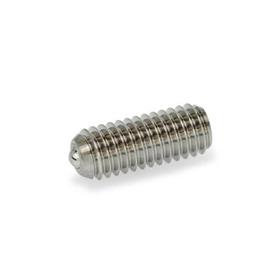 GN 615.9 Stainless Steel Ball Plungers, with Friction Bearing, with Internal Hex Type: KSN - Stainless steel, high spring load