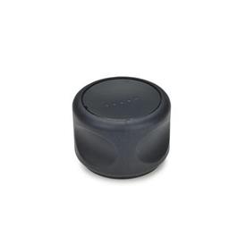 EN 624.5 Technopolymer Plastic Soft Grip Knobs, Ergostyle®, with Stainless Steel Hub Color of the cap: DSG - Black-gray, RAL 7021, matte finish