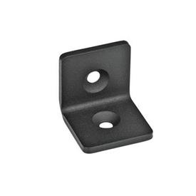 GN 967 Sheet Steel Connecting Brackets, Flat or L-Shaped, for Profile Systems Type: L - L-shaped<br />Finish: SW - Black, RAL 9005, textured finish<br />Identification no.: 1 - With bore for countersunk screws DIN 7991