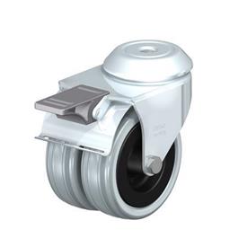  LMDA-VPA Steel, Medium Duty Gray Rubber Twin Swivel Casters, with Bolt Hole Mounting Type: G-FI - Plain bearing with stop-fix brake