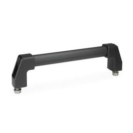 GN 667 Aluminum / Stainless Steel Tubular Grip Handles, Plastic End Pieces, Mounting from the Operator's Side Finish: SW - Black, RAL 9005, textured finish