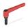 GN 306 Manijas ajustables de zinc fundido a presión, con espárragos con puntas especiales de acero Color: RS - Rojo, RAL 3000, acabado texturizado
Tipo: MS - Punta de latón