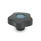 EN 5337.2 Boutons à cinq lobes en plastique, avec insert d'alésage borgne taraudé ou lisse en laiton / acier Couleur du capuchon: DBL - Bleu, RAL 5024, finition mate