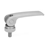 Stainless Steel Clamping Levers with Eccentrical Cam, with Plastic Contact Plate, Threaded Stud Type
