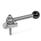GN 918.6 Stainless Steel Clamping Cam Units, Upward Clamping, Screw from the Operator's Side Type: GVS - With ball lever, straight (serrations)
Clamping direction: L - By counter-clockwise rotation