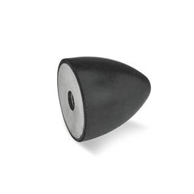 GN 453 Soportes de absorción de vibración / impacto de caucho, tipo cónico, con componentes de acero inoxidable Tipo: E - Con agujero roscado