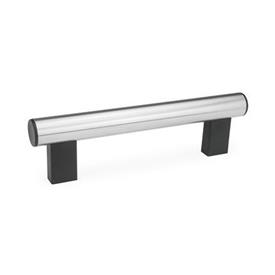 GN 666 Aluminum or Stainless Steel Tubular Grip Handles, with Tapped Inserts Finish: NG - Ground, matte shiny finish