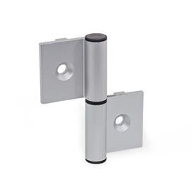 GN 2292 Aluminum Double Leaf Lift-Off Hinges, for Profile Systems, with Positioning Guide Type: A - Exterior hinge leafs<br />Identification: C - With countersunk holes<br />Bildzuordnung: 82