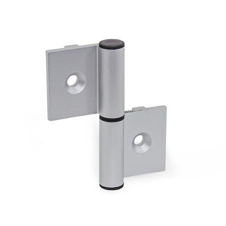 GN 2292 Aluminum Double Leaf Lift-Off Hinges, for Profile Systems, with Positioning Guide Type: A - Exterior hinge leafs
Identification: C - With countersunk holes
Bildzuordnung: 82